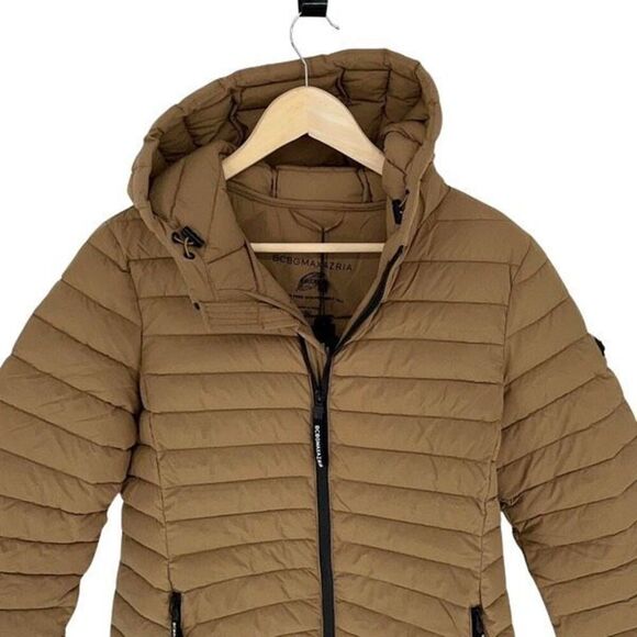 BCBGMaxAzria Womens Feather Free Eco-Friendly Fill Puffer Jacket Camel Tan Mediu - Picture 2 of 11